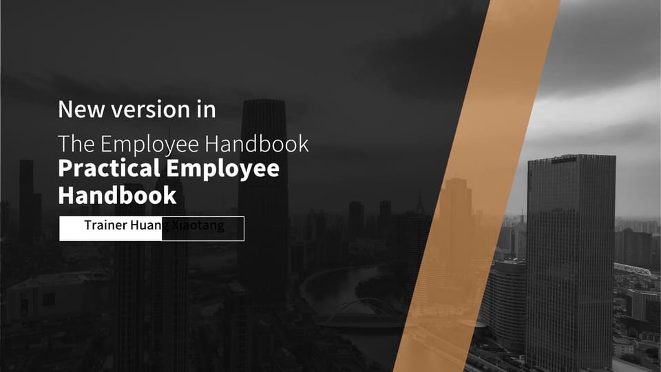 black and gold city simple business style employee handbook Template For Google Slides And Powerpoint -page 0