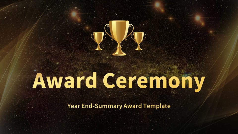 black and gold luxury year end awards presentation Template For Google Slides And Powerpoint -page 0
