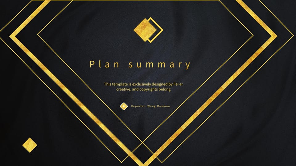 black and gold simple plan summary Template For Google Slides And Powerpoint -page 0