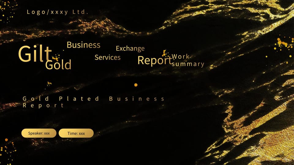 Black gilt business report Template For Google Slides And Powerpoint -page 0