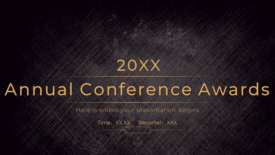 Black Gold Annual Conference Award Template For Google Slides And Powerpoint -page 0
