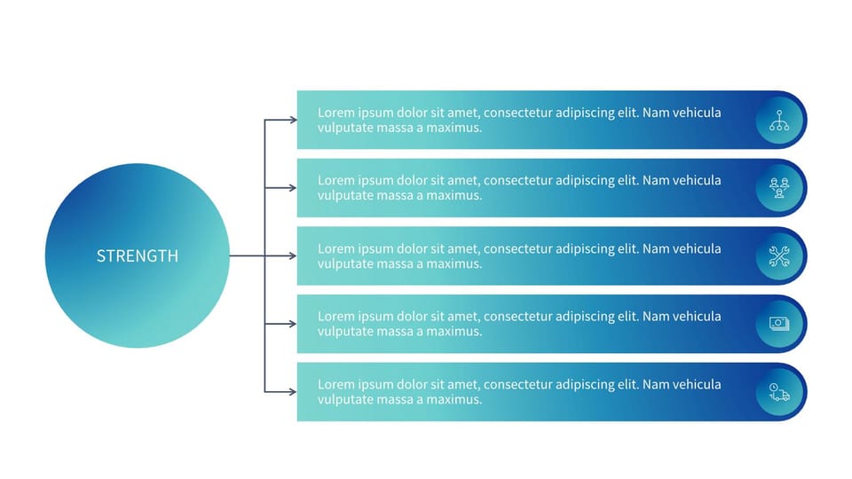 blue and white business diagram with blue circle powerpoint background