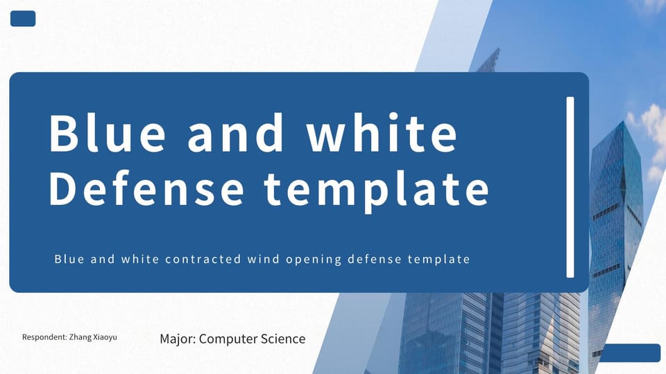 blue and white minimalist style thesis opening and defense Template For Google Slides And Powerpoint -page 0