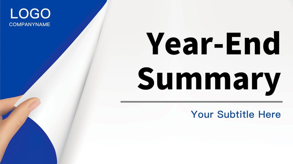 Blue and white work summary report design Template For Google Slides And Powerpoint -page 0