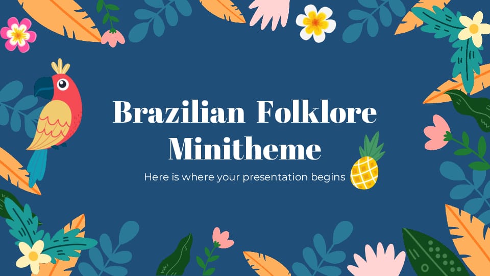 blue creative tropical green cuteness from brazilian folklore Template For Google Slides And Powerpoint -page 0