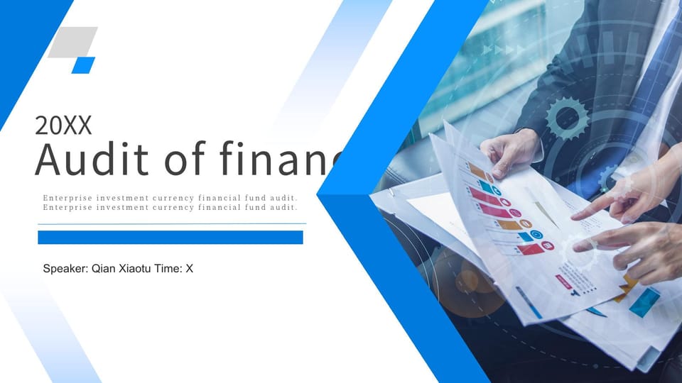 blue financial audit work report general Template For Google Slides And Powerpoint -page 0