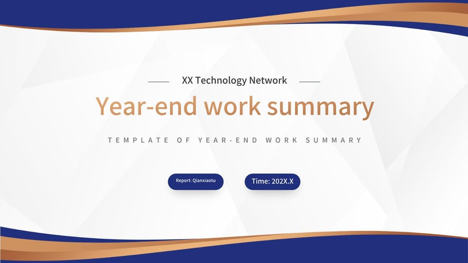 blue gold year-end work summary Template For Google Slides And Powerpoint -page 0