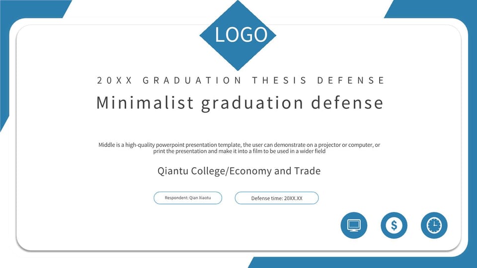blue minimalist economics major graduation defense Template For Google Slides And Powerpoint -page 0
