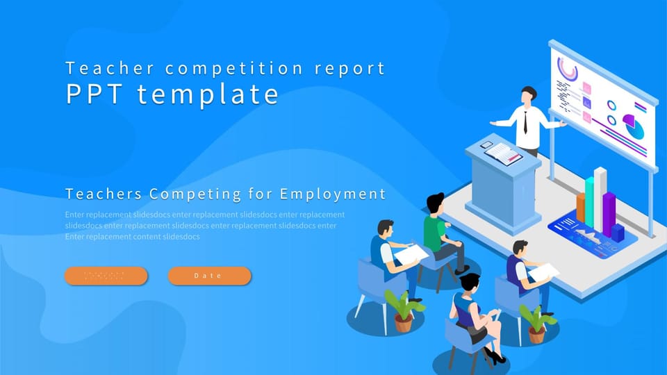 blue simple teacher recruitment Template For Google Slides And Powerpoint -page 0