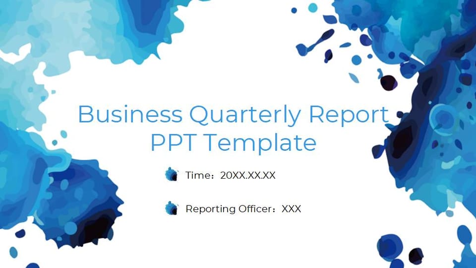 Blue watercolor business quarterly report Template For Google Slides And Powerpoint -page 0