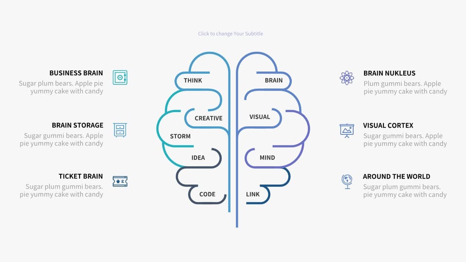 brain with icons powerpoint background -page 0