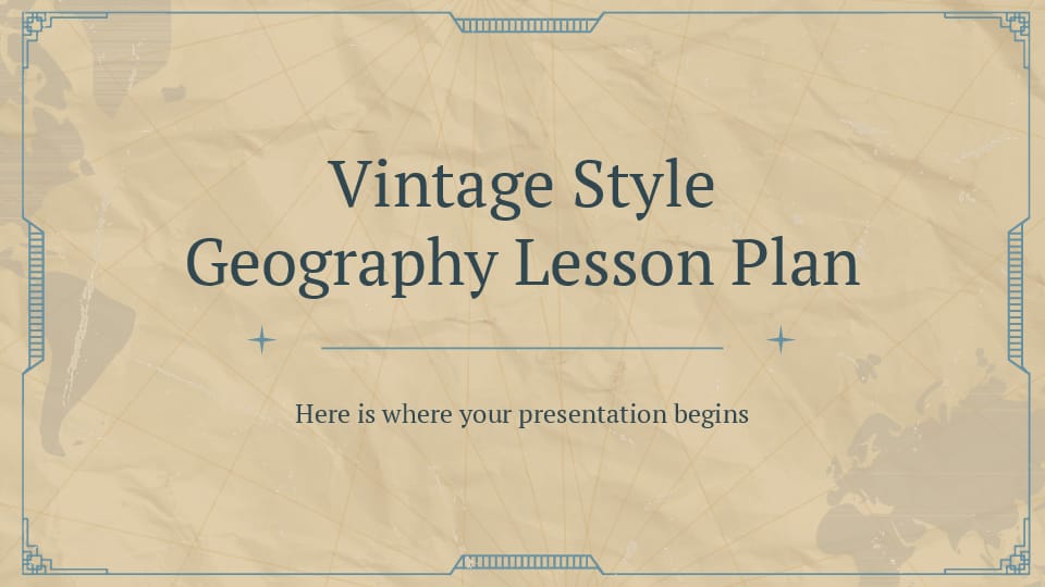 Browns Presentation of Geography Lesson Plan in Vintage Style Template For Google Slides And Powerpoint -page 0