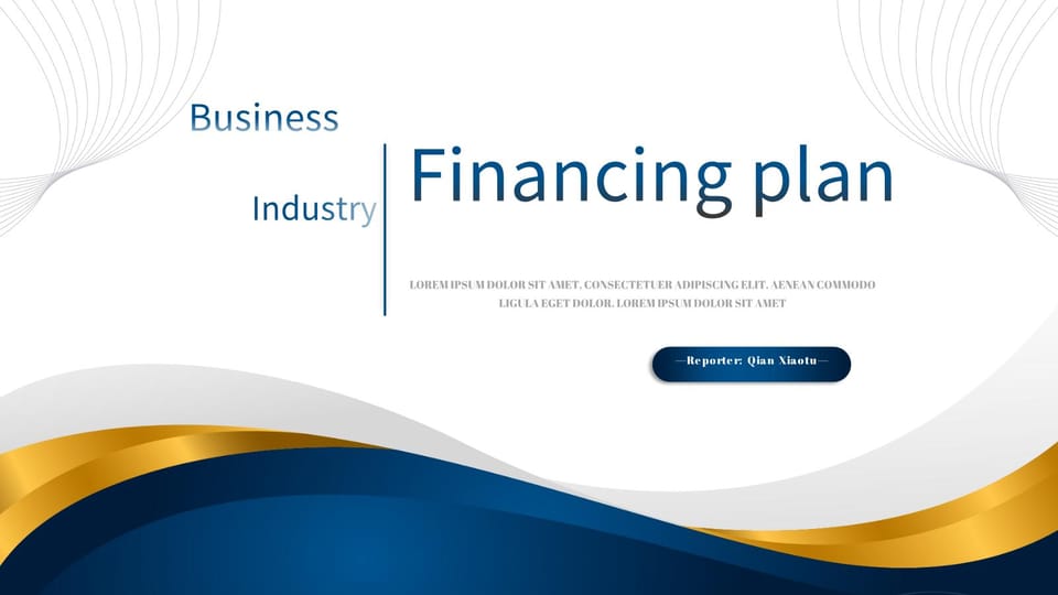 business dark blue gold simple business financing plan Template For Google Slides And Powerpoint -page 0