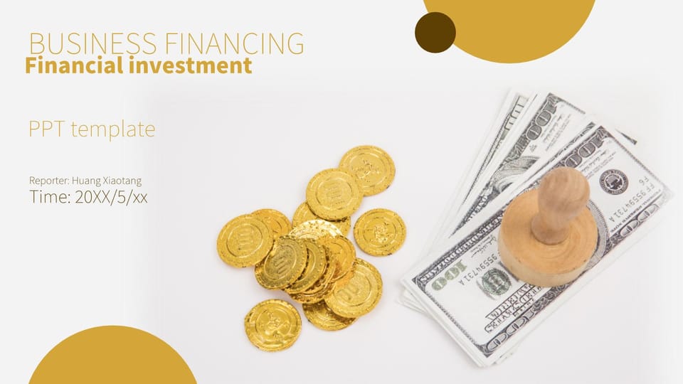 business style bank gold coin photography financial investment promotion Template For Google Slides And Powerpoint -page 0