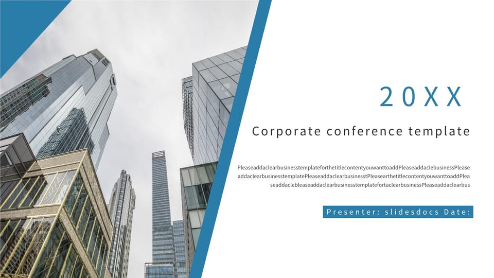 business style blue corporate conference Template For Google Slides And Powerpoint -page 0