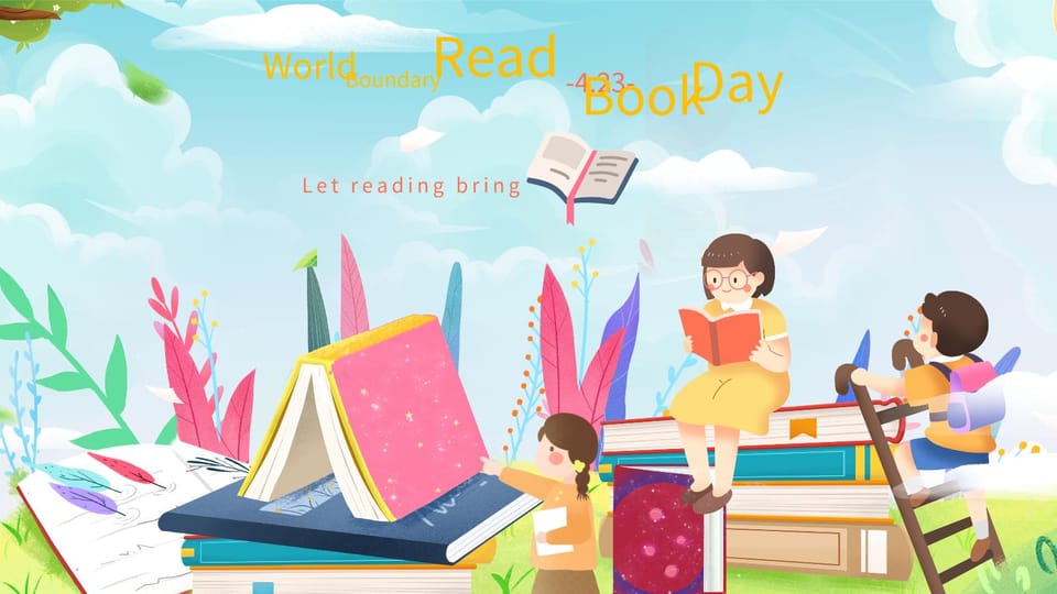 cartoon style childrens fun world book day event end Template For Google Slides And Powerpoint -page 0