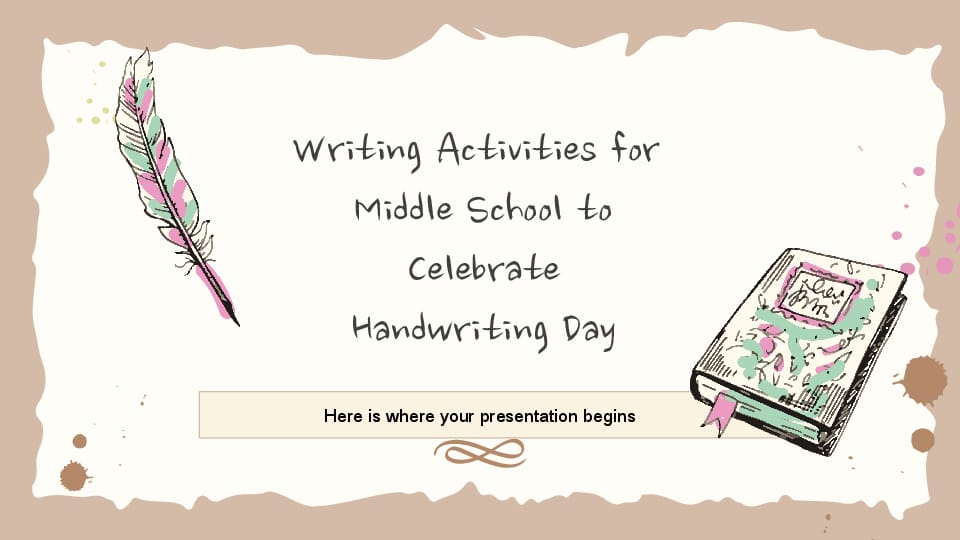 Celebratory Writing Activities for Middle Schoolers on Handwriting Day Presentation Brown Template For Google Slides And Powerpoint -page 0