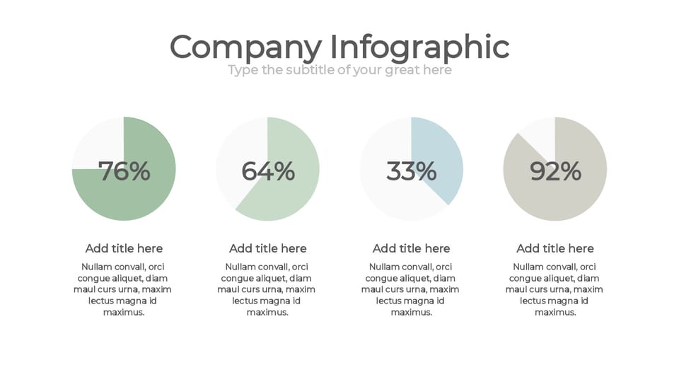 company info graphic with pie chart and pie chart powerpoint background -page 0