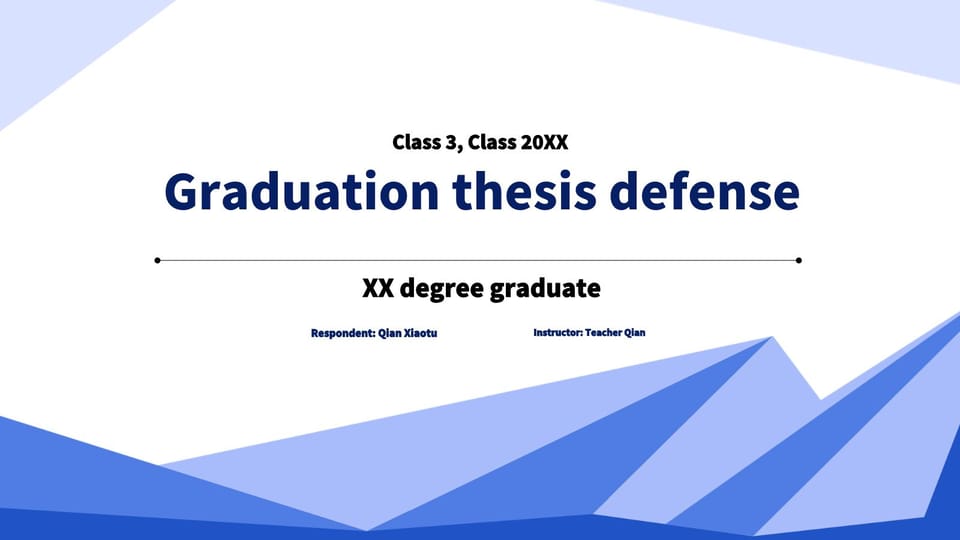 content type blue and white minimalist style thesis opening topic defense business enterprise publicity Template For Google Slides And Powerpoint -page 0