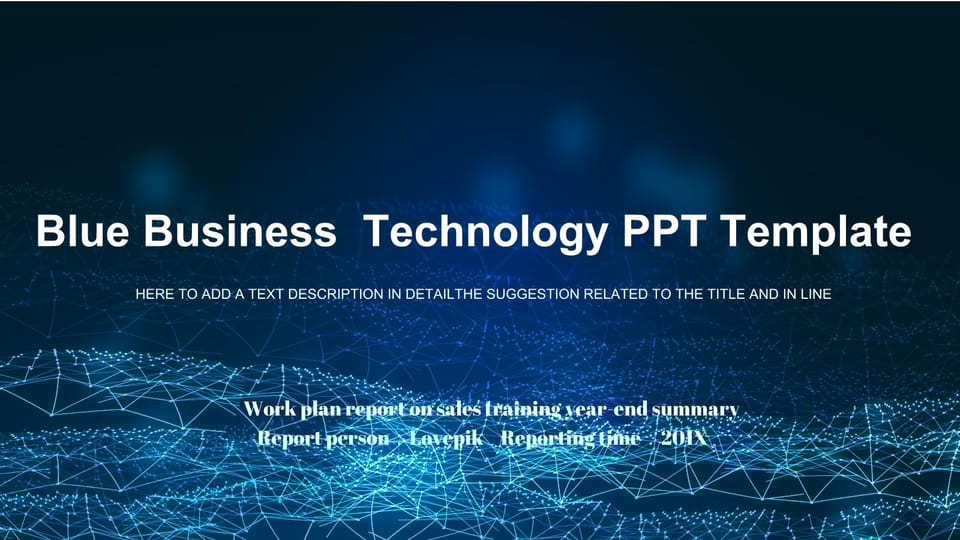 Deep blue technology business report & corporate promotion design Template For Google Slides And Powerpoint -page 0