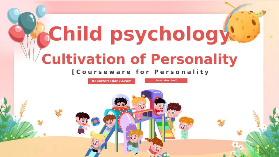 Development of Pink Cartoon Children's Psychological Personality Template For Google Slides And Powerpoint -page 0
