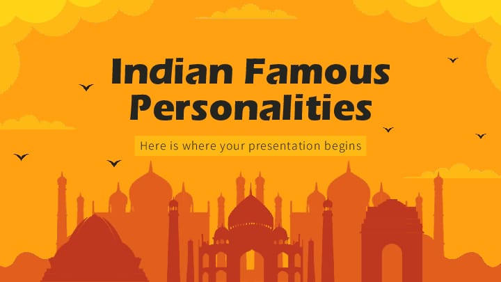 Famous Indian Personalities in Orange Template For Google Slides And Powerpoint -page 0
