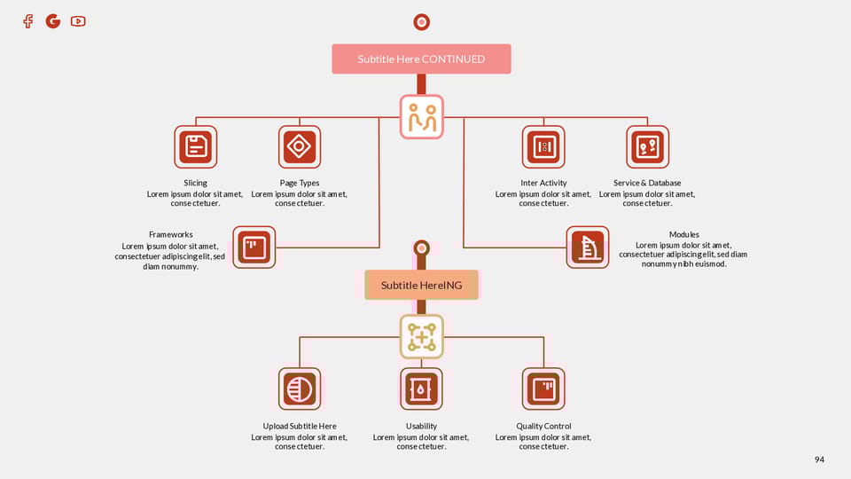 flowchart with bunch of icons on it powerpoint background -page 0