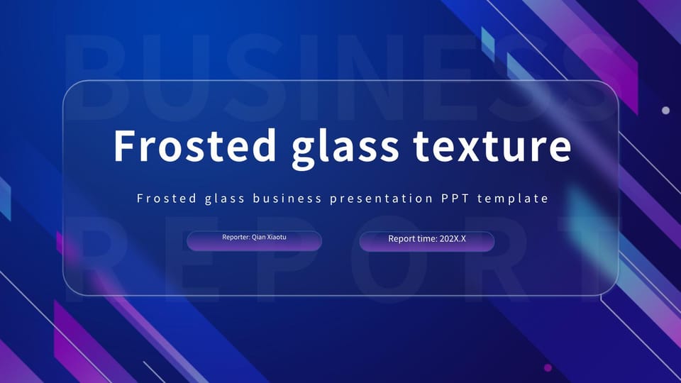 frosted glass texture blue purple gradient business report general Template For Google Slides And Powerpoint -page 0