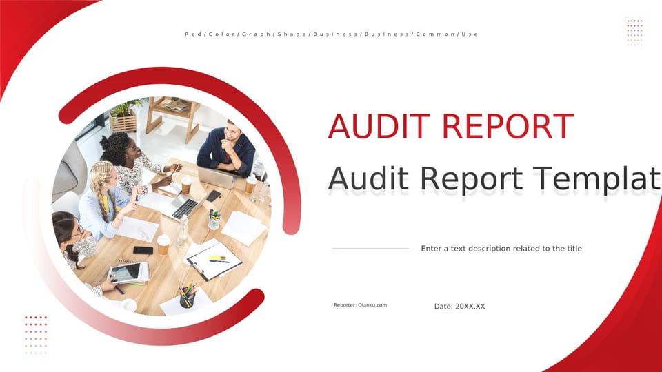 General Audit Report in Red Geometric Business Style Template For Google Slides And Powerpoint -page 0