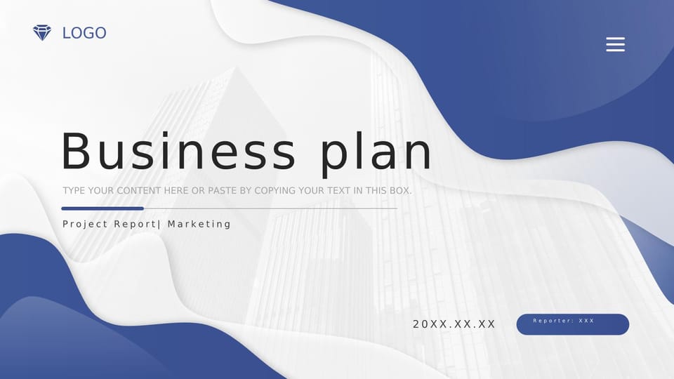 General Business Entrepreneurship Plan with a Simple Blue Gradient Template For Google Slides And Powerpoint -page 0