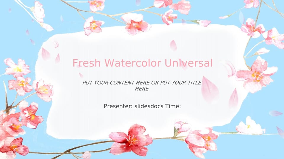 General Small Watercolor Flowers Template For Google Slides And Powerpoint -page 0