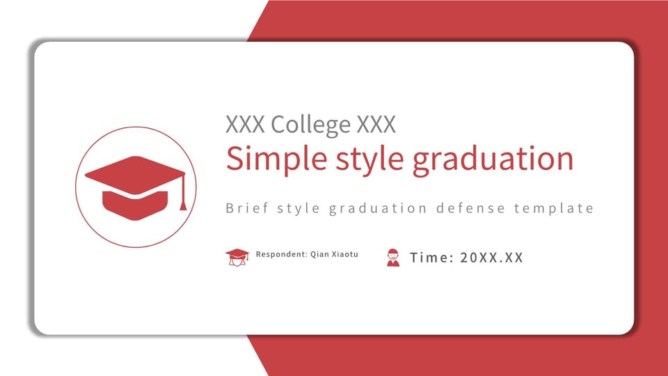 graduation thesis defense in red and white minimalist style Template For Google Slides And Powerpoint -page 0