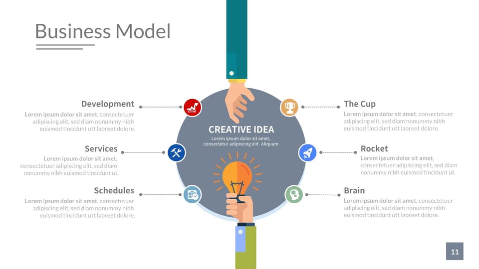 graphic of two hands holding light bulb powerpoint background -page 0