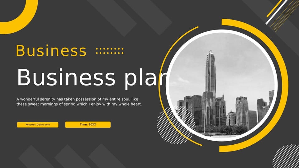 Gray and Yellow Business Plan in a Professional Style Template For Google Slides And Powerpoint -page 0