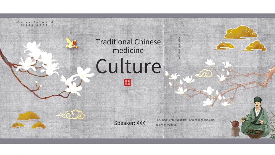 Gray Chinese style traditional Chinese medicine culture Template For Google Slides And Powerpoint -page 0