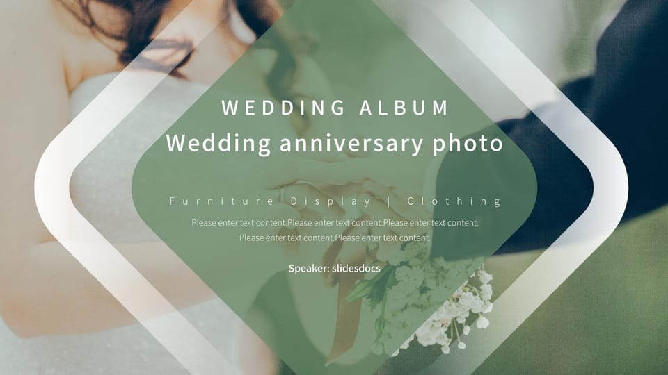 green minimalist wedding anniversary photo album Template For Google Slides And Powerpoint -page 0