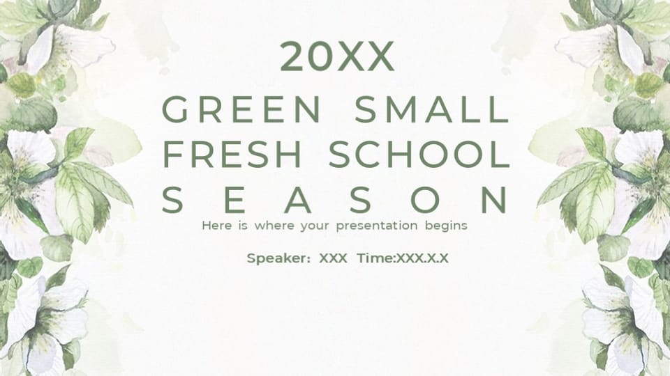 Green Watercolor Plants School Opening Planning Presentation Template For Google Slides And Powerpoint -page 0