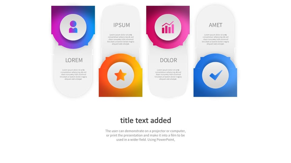 group of four different colored buttons powerpoint background -page 0