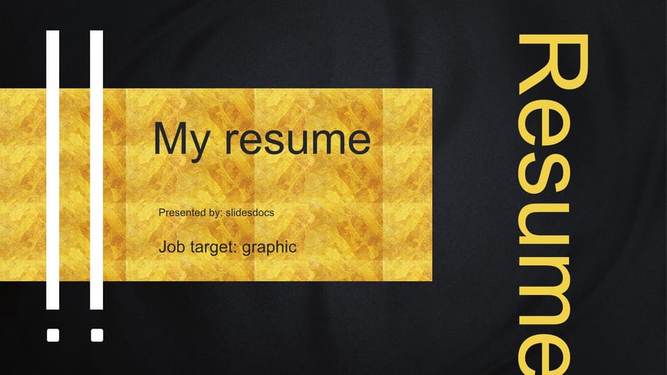 High-end black and gold resume Template For Google Slides And Powerpoint -page 0