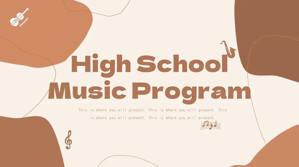 High School Music Course  Brown Flat Template For Google Slides And Powerpoint -page 0