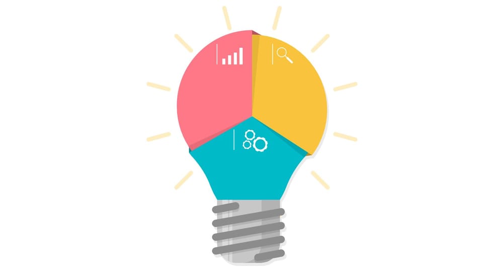 illustration of light bulb with pie chart powerpoint background -page 0