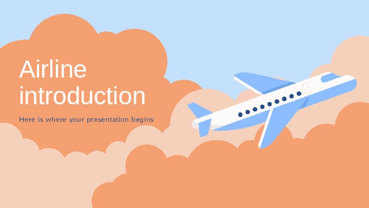 Introducing Blue Cartoon Airlines Template For Google Slides And Powerpoint -page 0