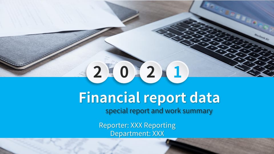light blue simple business financial report data statistics Template For Google Slides And Powerpoint -page 0