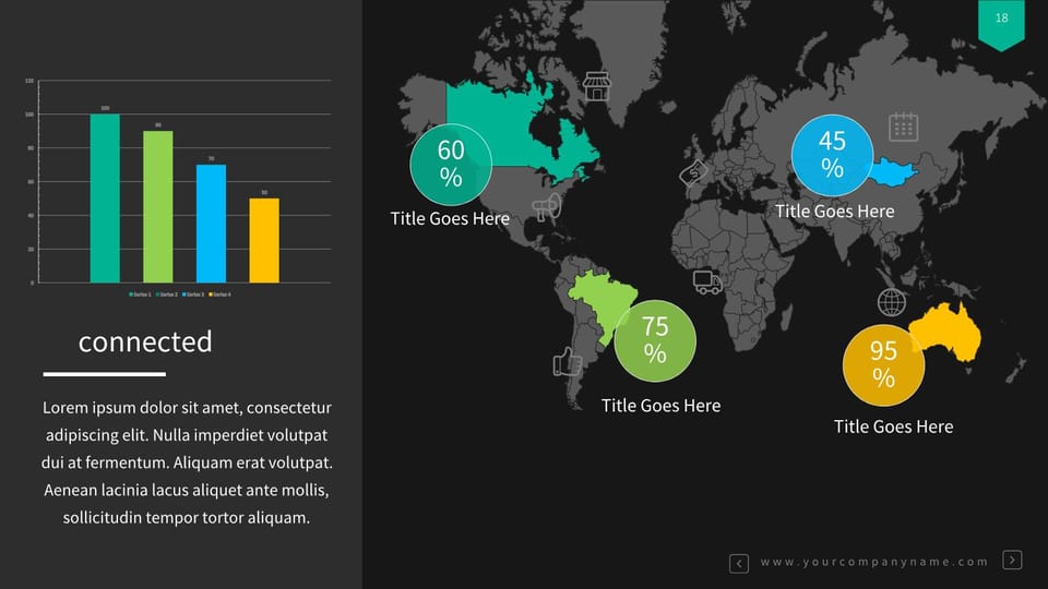 map of the world with bar chart powerpoint background -page 0