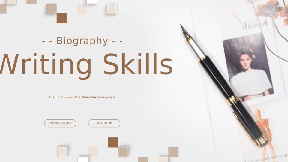 Mastering Basic Biography Writing with a Focus on Brown Subjects Template For Google Slides And Powerpoint -page 0