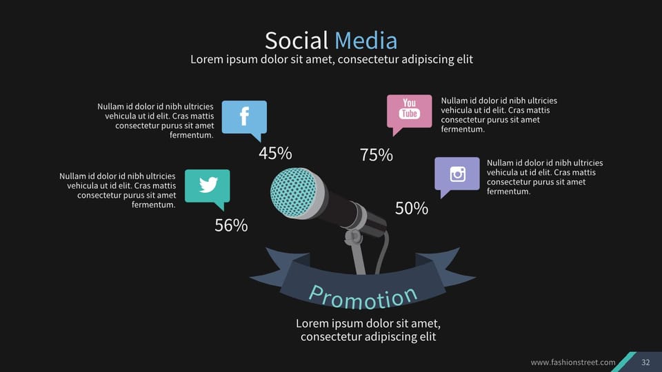 microphone with social media icons powerpoint background