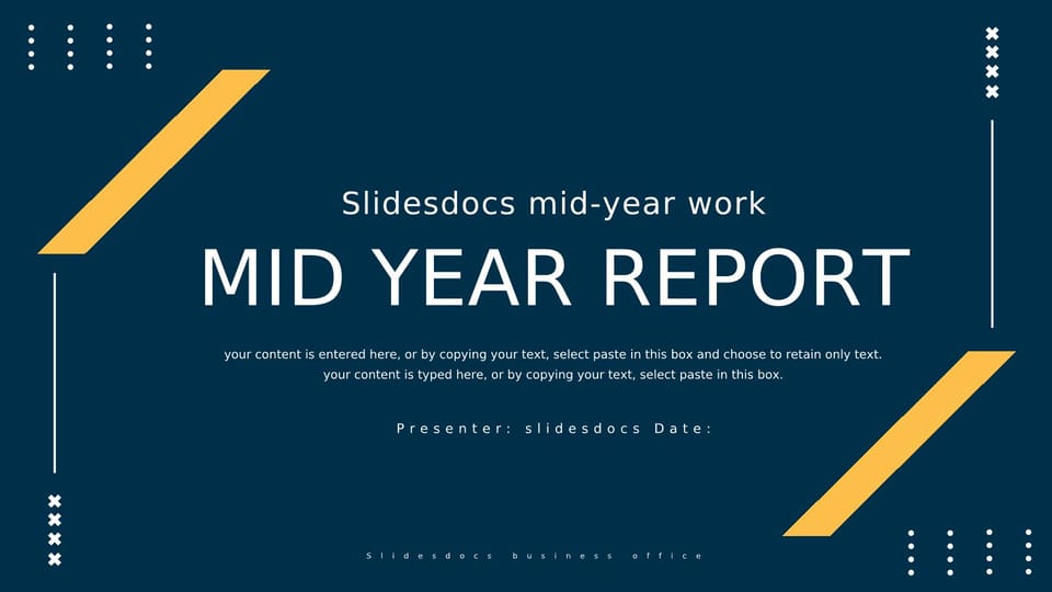 Mid Year Business Summary A Simple Blue Report Template For Google Slides And Powerpoint -page 0