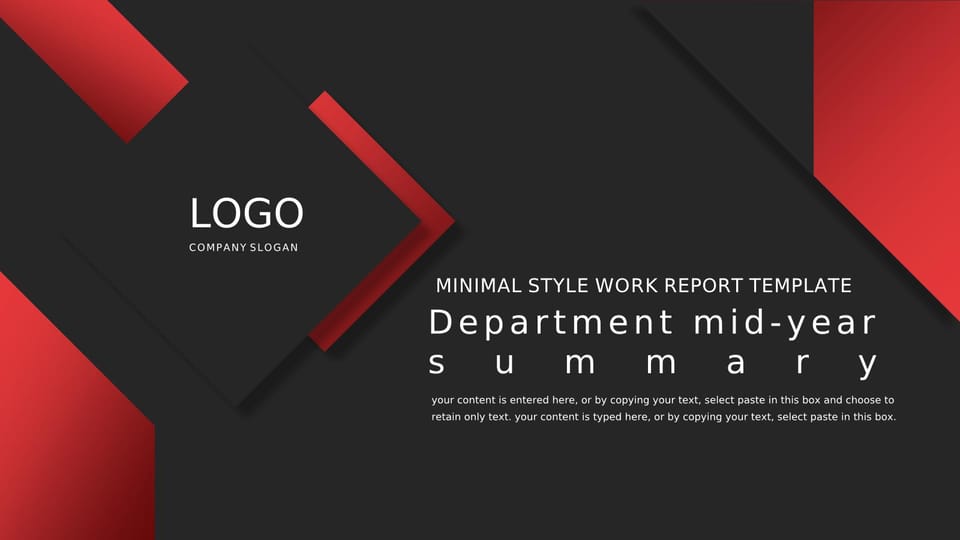 Mid Year Debriefing Report Simplified Account of Red and Black Department Template For Google Slides And Powerpoint -page 0