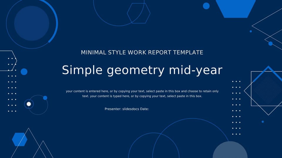 Mid Year Summary of a Basic Geometric Wind Plan in Blue Template For Google Slides And Powerpoint -page 0