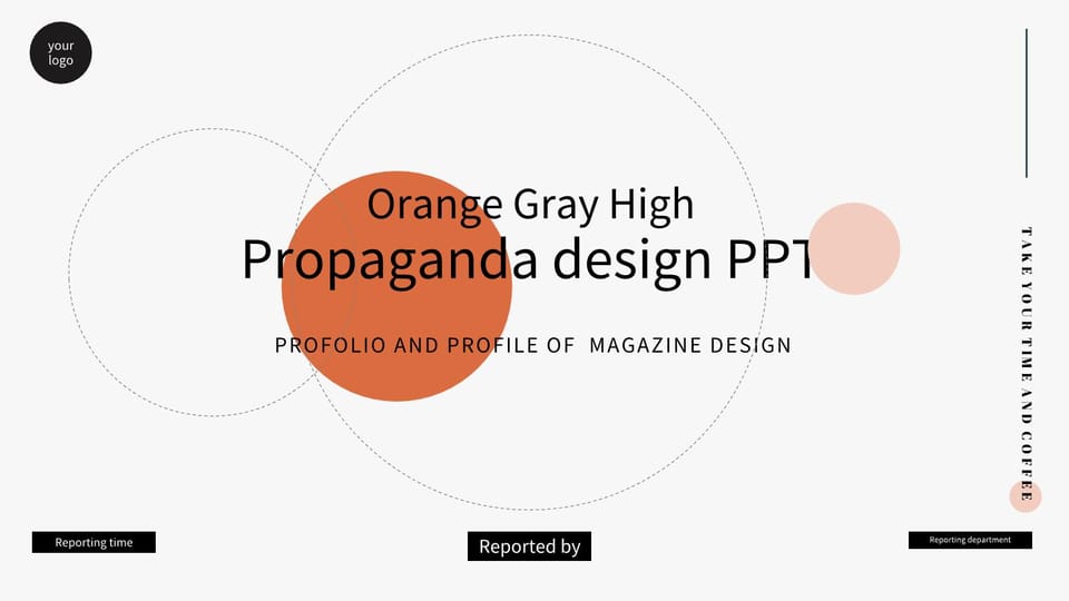 orange gray high-level sense of magazine style publicity design plan report Template For Google Slides And Powerpoint -page 0